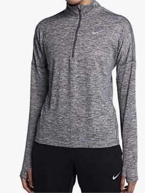 Nike Women's Heather Gray Long-Sleeve Quarter Zip Top